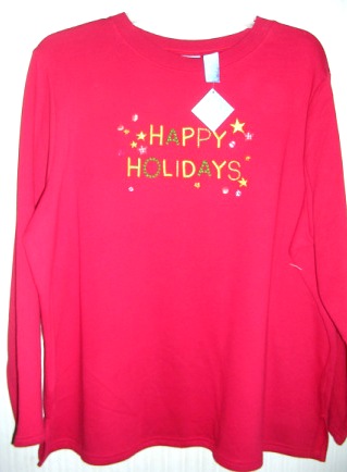 (image for) Christmas Womens Happy Holidays Sweatshirt Red 2X - Click Image to Close